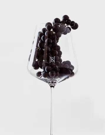 A bunch of Tinta de Toro grapes in a glass from Bodega Numanthia