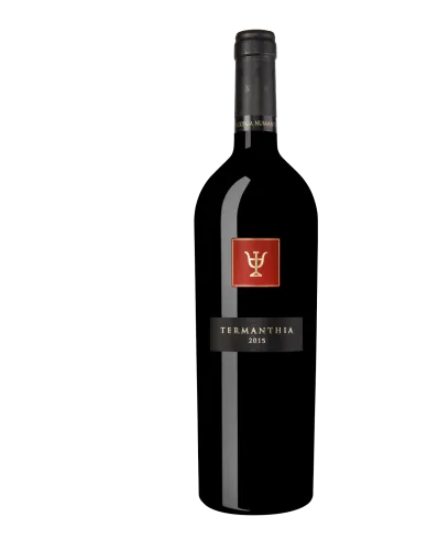 Botella de vino tinto Termanthia 2015 de Bodega Numanthia.